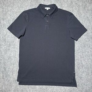 James Perse Black Soft Polo Casual Shirt Short Sleeve Made In USA Sz Mens 1 / S
